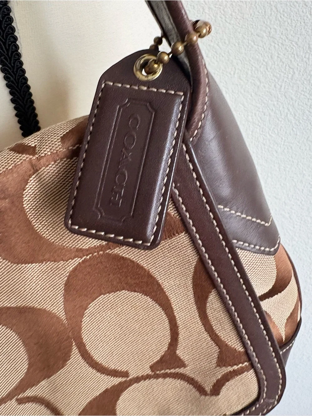 Brown Signature-Pattern Shoulder Bag